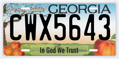GA license plate CWX5643