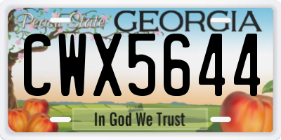 GA license plate CWX5644