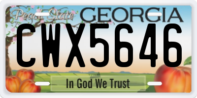 GA license plate CWX5646