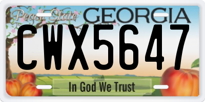 GA license plate CWX5647