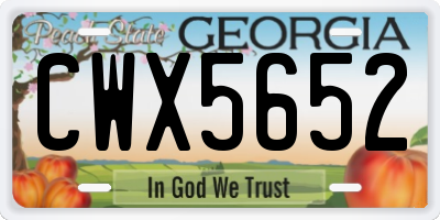 GA license plate CWX5652