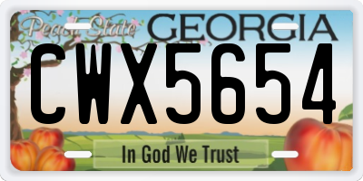 GA license plate CWX5654