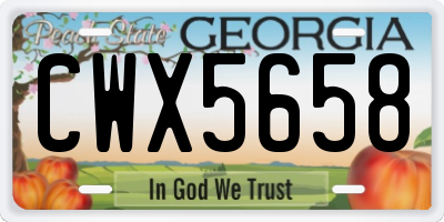 GA license plate CWX5658