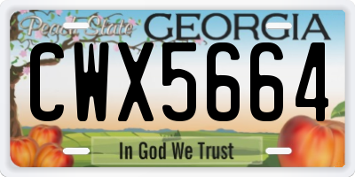 GA license plate CWX5664