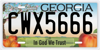 GA license plate CWX5666