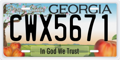 GA license plate CWX5671