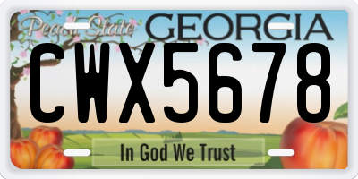 GA license plate CWX5678