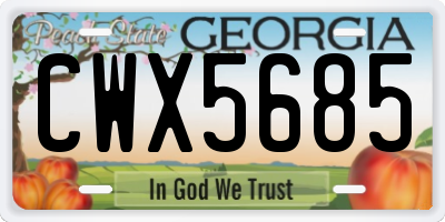 GA license plate CWX5685