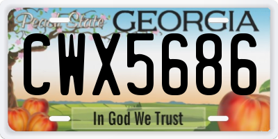 GA license plate CWX5686