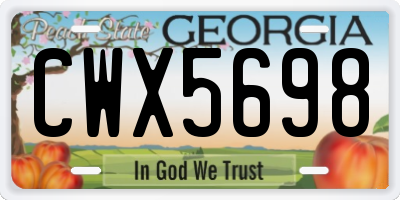 GA license plate CWX5698