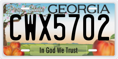 GA license plate CWX5702