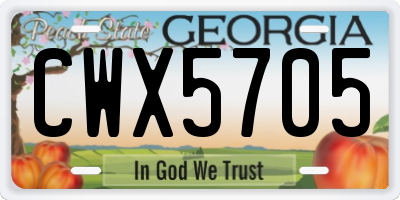 GA license plate CWX5705
