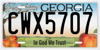 GA license plate CWX5707