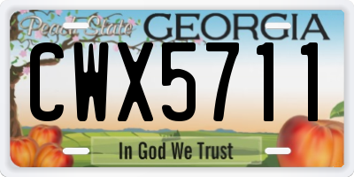 GA license plate CWX5711