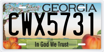 GA license plate CWX5731