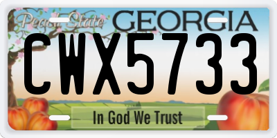 GA license plate CWX5733