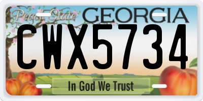GA license plate CWX5734
