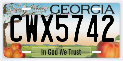 GA license plate CWX5742