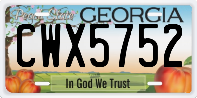 GA license plate CWX5752