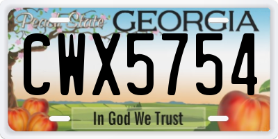 GA license plate CWX5754