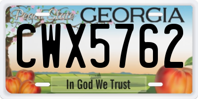 GA license plate CWX5762