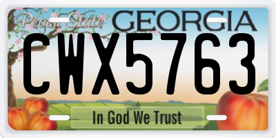 GA license plate CWX5763