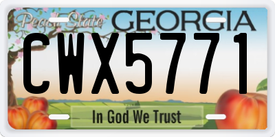 GA license plate CWX5771