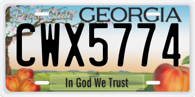 GA license plate CWX5774