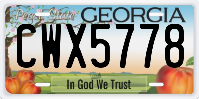 GA license plate CWX5778