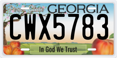 GA license plate CWX5783