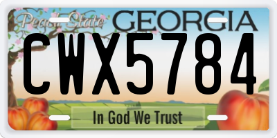 GA license plate CWX5784