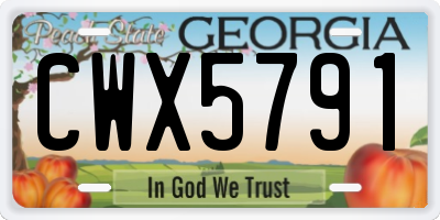 GA license plate CWX5791