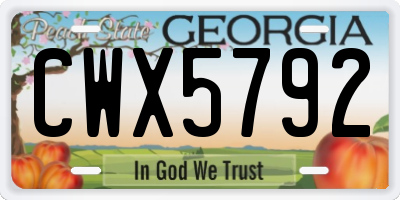 GA license plate CWX5792