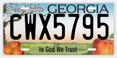 GA license plate CWX5795