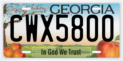 GA license plate CWX5800