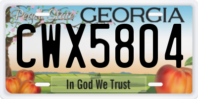 GA license plate CWX5804
