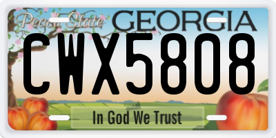 GA license plate CWX5808