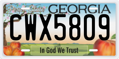 GA license plate CWX5809