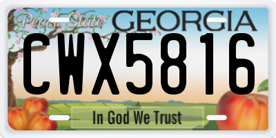 GA license plate CWX5816