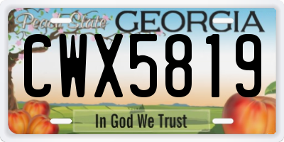 GA license plate CWX5819