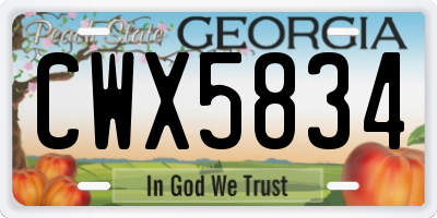 GA license plate CWX5834
