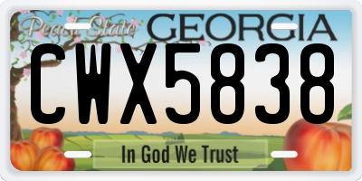 GA license plate CWX5838