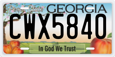 GA license plate CWX5840