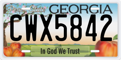 GA license plate CWX5842