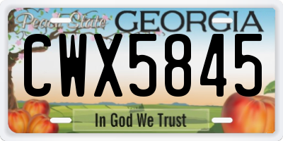 GA license plate CWX5845