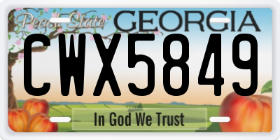 GA license plate CWX5849