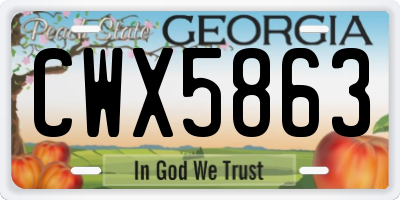 GA license plate CWX5863