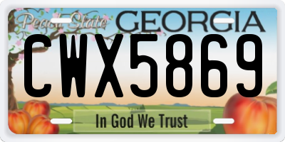 GA license plate CWX5869