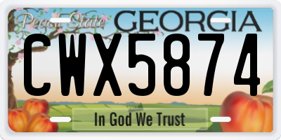 GA license plate CWX5874