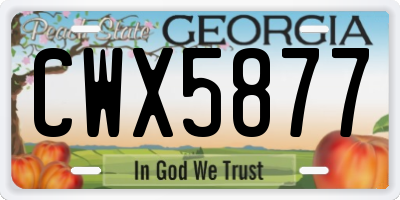 GA license plate CWX5877